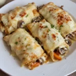Fagottini di crêpes ai funghi, un delizioso piatto italiano.