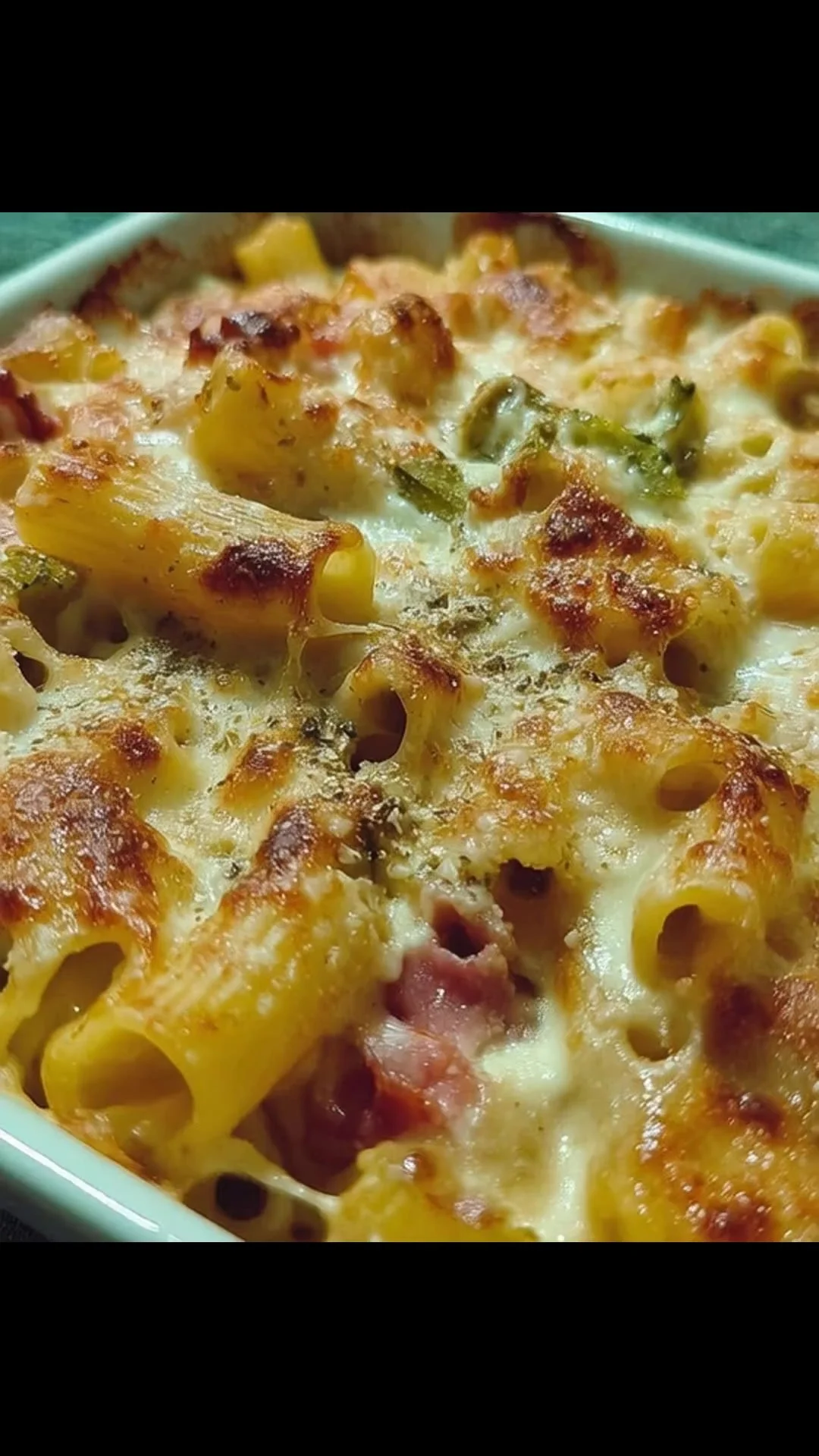 Pasta al forno con zucchine, prosciutto cotto e formaggio Galbanino