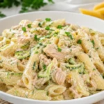 Penne tonnate con salsa di tonno e pomodori freschi