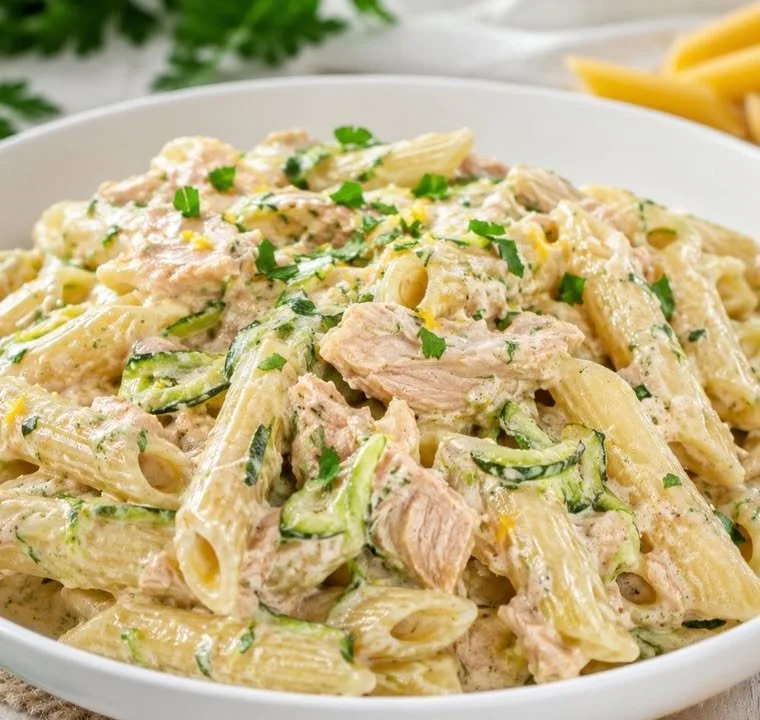 Penne tonnate con salsa di tonno e pomodori freschi