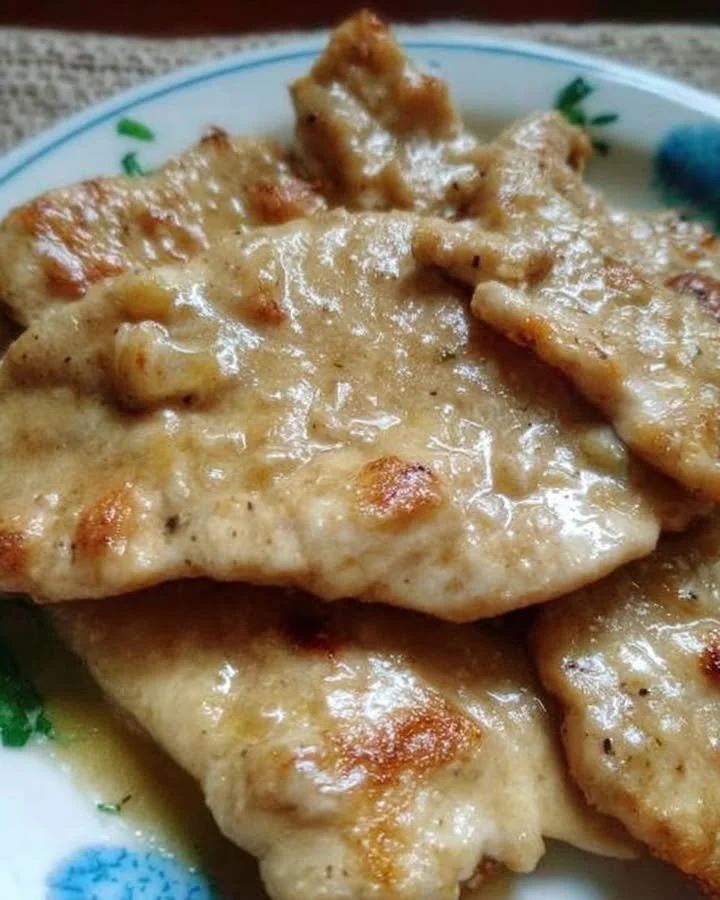 Scaloppine di pollo al vino bianco servite con contorni freschi